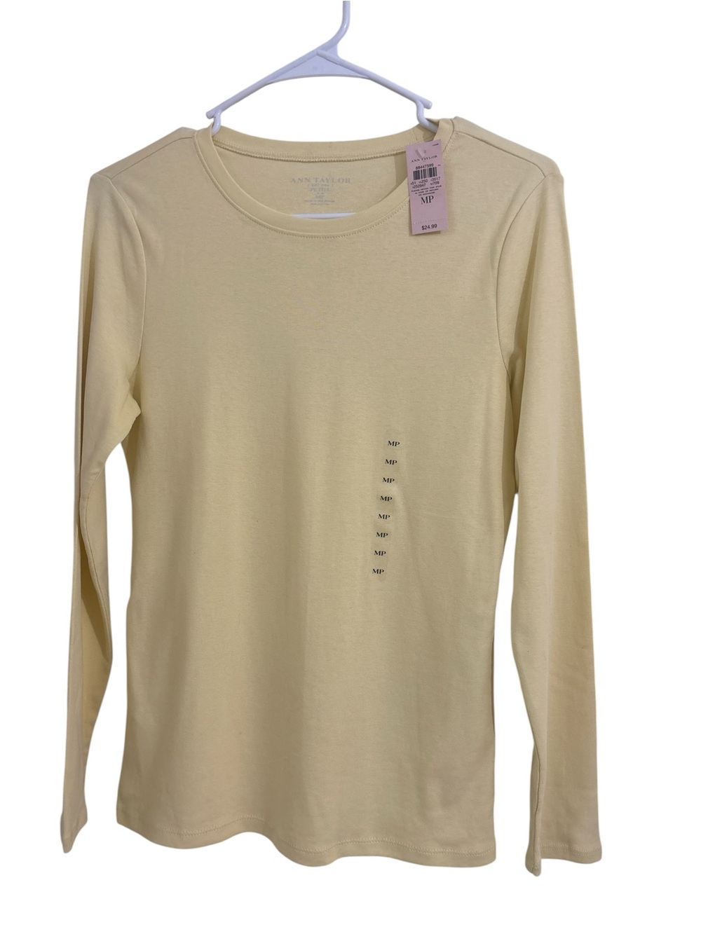 Ann Taylor Petite Crew Neck Tee in Pale Yellow